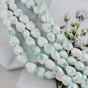 Бусина сердце 12 мм, белый с бирюзовыми пятнами, керамика (6436-ББ) купить с доставкой по России | Интернет-магазин Viva Beads