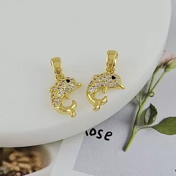 Подвеска Дельфин 16.2х10.7 мм с фианитами позолота 14К (9868-З) купить с доставкой по России | Интернет-магазин Viva Beads