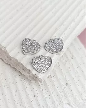 Подвеска Сердце 9.3х9.3 мм с фианитами, родиевое покр. (8186-Р)