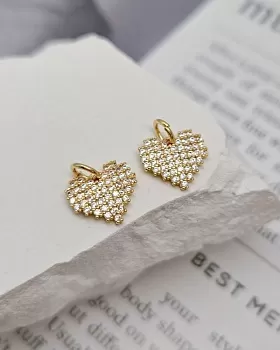 Подвеска Сердце с фианитами / цирконами 10x11 мм позолота 14к (8352-З) Подвеска Сердце с фианитами / цирконами 10x11 мм позолота 14к (8352-З)