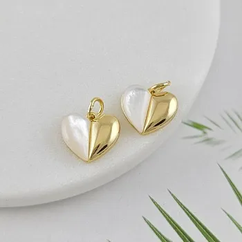 Подвеска Сердце 11х12.5 мм с перламутром, позолота 14К (10023-З) купить с доставкой по России | Интернет-магазин Viva Beads