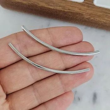 УЦЕНКА Бусина разделитель 53х2 мм трубочка с квадратным сечением, родиевое покрытие (10226-50-Р-УЦ) - фурнитура для бижутерии