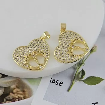 Подвеска Сердце с пяточками 24.5х21.7 мм с фианитами позолота 14К (9875-З) купить с доставкой по России | Интернет-магазин Viva Beads