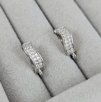 Швензы колечки 14.6х12.8х4.6 мм с замком и фианитами, родиевое покрытие (10196-Р) швензы для серег купить с доставкой по России | Интернет-магазин Viva Beads