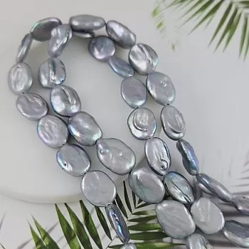 1 шт. Жемчуг натуральный речной барокко ок. 12-13.5х16-18.5 мм монета,  А серый (9923) купить в #REGION_P# | Заказать в интернет-магазине Viva Beads
