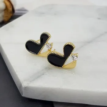 УЦЕНКА Швензы пуссеты 11.5x14 мм позолота, цирконы, эмаль (4809-УЦ)