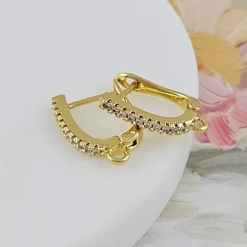 Швензы с английским замком 18х2.5 мм с фианитами, позолота 14К (10140-З) швензы для серег купить с доставкой по России | Интернет-магазин Viva Beads