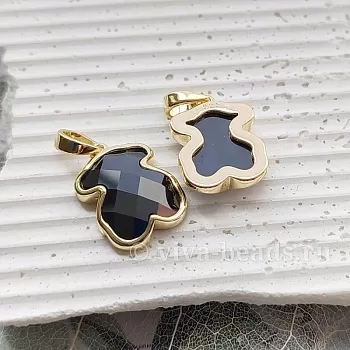 Подвеска Мишка 22х12 мм керамика, позолота 14к (6804-ЧЗ) купить с доставкой по России | Интернет-магазин Viva Beads