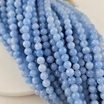 Нить 37 см Кварц тонированный ок. 4.5 мм гладкие бусины, голубой  (10026-4) для бижутерии купить с доставкой по России | Интернет‑магазин Viva Beads