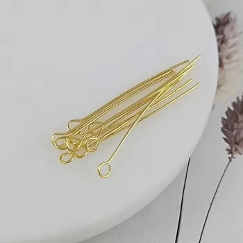 10 шт. Пины с кольцом 35х0.6 мм позолота 14К (6556-З) пины и штифты для бижутерии купить с доставкой по России | Интернет-магазин Viva Beads