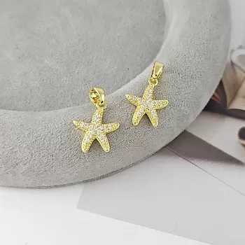 Подвеска Морская звезда с фианитами 15.6х11.2 мм позолота 14К (9301-З) купить с доставкой по России | Интернет-магазин Viva Beads