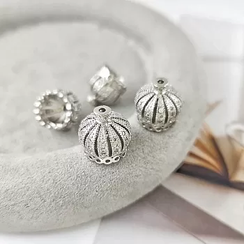 Шапочка концевик Корона 13х12.6 мм с фианитами родиевое покрытие (2974-Р) купить с доставкой по России | Интернет-магазин Viva Beads