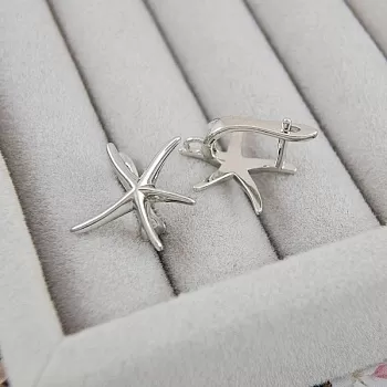 Швензы с англ. замком Морская звезда 16.5х18.7 мм, родиевое покрытие (9704-Р) швензы для серег купить с доставкой по России | Интернет-магазин Viva Beads