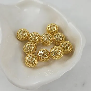 1 шт. Бусина ажурная 9.6х10 мм, позолота 14К (10044-З) купить с доставкой по России | Интернет-магазин Viva Beads