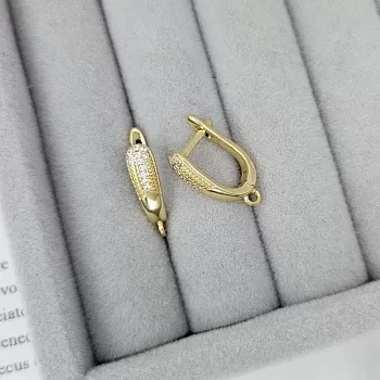 Швензы с замком с фианитами 16.7х4.3 мм позолота (8961-З) швензы для серег купить с доставкой по России | Интернет-магазин Viva Beads