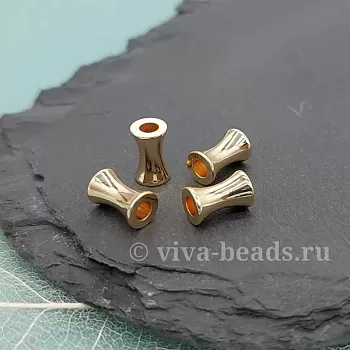 1 шт. Бусина разделитель трубочка 8х5 мм, позолота 14К (6549-З) купить с доставкой по России | Интернет-магазин Viva Beads