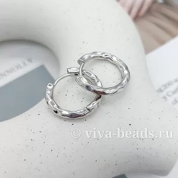 Швензы кольца, бублики, конго, мятые 21х3 мм родиевое покр. (6168-Р) Швензы кольца, бублики, конго, мятые 21х3 мм родиевое покр. (6168-Р)