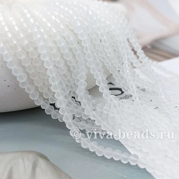 Нить 34 см Рондель граненый ок. 3.5x3 мм матовый белый, стекло (7206-3.5) купить с доставкой по России | Интернет-магазин Viva Beads