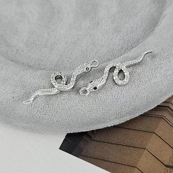 Подвеска Змейка 27.8x8.8 мм с фианитами с родиевым покрытием (9370-Р)