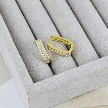 Швензы кольца, бублики, конго овальные 15.8х3.5 мм с фианитами, позолота 14К (9586-З) купить с доставкой по России | Интернет-магазин Viva Beads