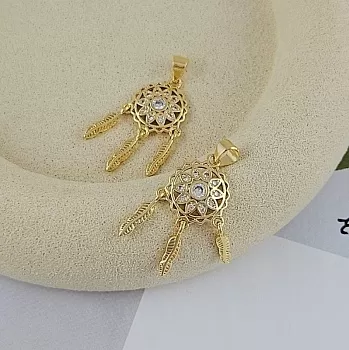 УЦЕНКА Подвеска Ловец снов 28x14.8 мм с фианитами, позолота 18К (9850-З-УЦ) УЦЕНКА Подвеска Ловец снов 28x14.8 мм с фианитами, позолота 18К (9850-З-УЦ)