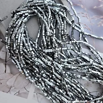 Нить 40 см Гематит / гематин / 3х2 мм многогранник цвет платина (8907-П) для бижутерии купить с доставкой по России | Интернет‑магазин Viva Beads