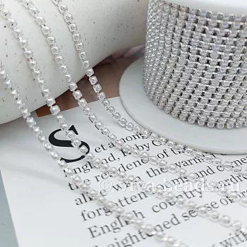 50 см Стразовая цепь жемчужная 2 мм серебро (3584)  купить в Воронеже | Заказать в интернет-магазине Viva Beads
