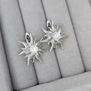 Швензы с замком Солнце с фианитом 19х18.6 мм родиевое покрытие (8959-Р) швензы для серег купить с доставкой по России | Интернет-магазин Viva Beads