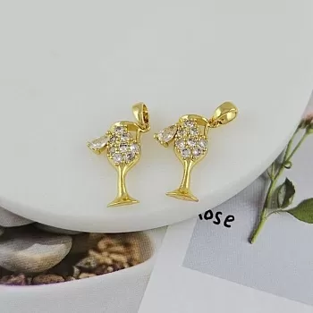 УЦЕНКА Подвеска Бокал с фианитами 19.7x14.5 мм позолота 14К (9869-З-УЦ) купить с доставкой по России | Интернет-магазин Viva Beads