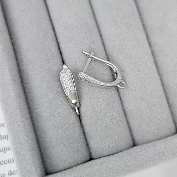 Швензы с замком с фианитами 16.7х4.3 мм родиевое покрытие (8961-Р) швензы для серег купить с доставкой по России | Интернет-магазин Viva Beads