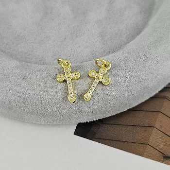 Подвеска Крест 16x8 мм с фианитами, позолота 18К (9379-З) купить с доставкой по России | Интернет-магазин Viva Beads