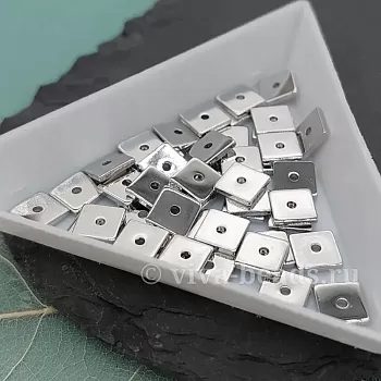 УЦЕНКА 1 шт. Бусина /разделитель/ квадрат 6х6х1 мм родиевое покр. (6930-6-Р-УЦ) купить в Воронеже | Заказать в интернет-магазине Viva Beads
