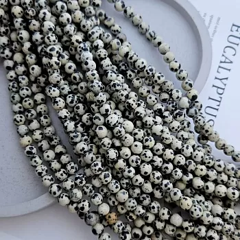 Нить 38 см Яшма далматиновая / порфирит / 6.5-6.7 мм гладкие бусины (6357-6) для бижутерии купить с доставкой по России | Интернет‑магазин Viva Beads