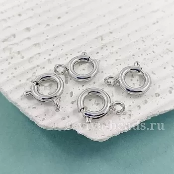 Замок-кольцо шпрингельный 9 мм родиевое покр. (6280-9-Р) замок для украшений купить с доставкой по России | Интернет-магазин Viva Beads