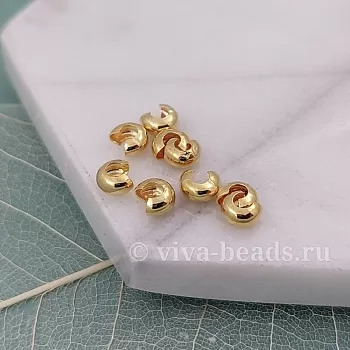1 шт. Декоративные укрывные бусины кримпы 4 мм позолота (5368-З) купить с доставкой по России | Интернет-магазин Viva Beads