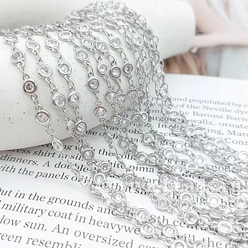 10 см Цепь с фианитами толщиной 4.7 мм, родиевое покрытие (7169-Р) купить с доставкой по России | Интернет-магазин Viva Beads