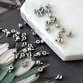 1 шт. Кримп с фиксатором /One Touch/ 3 мм цилиндр родиевое покр. (4089-Р) купить с доставкой по России | Интернет-магазин Viva Beads