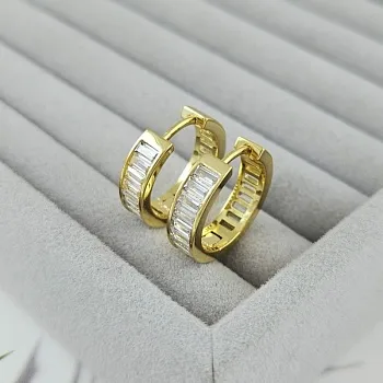 Швензы конго, бублики с фианитами 20х5 мм, позолота 14К (10086-З) купить с доставкой по России | Интернет-магазин Viva Beads