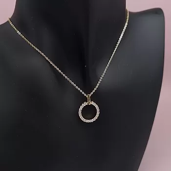 Подвеска Кольцо с фианитами на цепочке, позолота (7782-З)