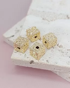 Бусина куб 9.3 мм позолота 14К (8120-З) купить с доставкой по России | Интернет-магазин Viva Beads