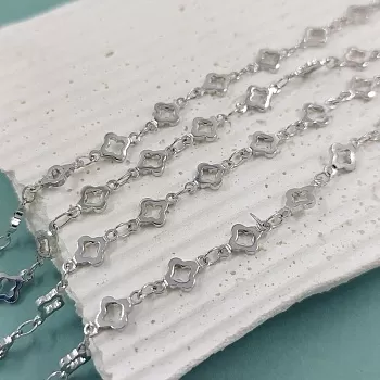 10 см Цепь с клеверами 5.5 мм толщиной, родиевое покрытие (6056-Р) купить в Воронеже | Заказать в интернет-магазине Viva Beads
