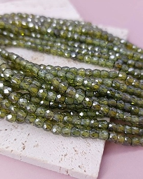 Нить 18 см Фианиты 4х3.5 мм бусины граненый рондель, зеленый (8142-ЗЕЛ) купить с доставкой по России | Интернет-магазин Viva Beads