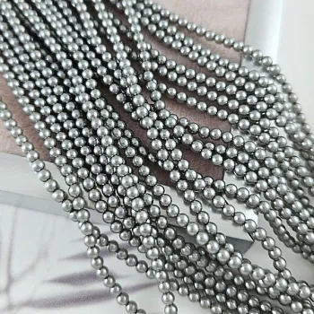 Нить 39 см Жемчуг Майорка ок. 2.6 мм круглые бусины, серый (6330-2) купить с доставкой по России | Интернет-магазин Viva Beads