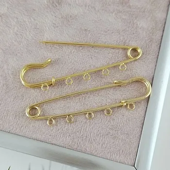 Булавка основа для броши 70 мм, 5 петель, позолота 14К (9600-З/70) купить с доставкой по России | Интернет-магазин Viva Beads