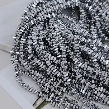 Нить 40 см Гематит, гематин 4х2.3 мм бусина треугольник, платина (9740-П) для бижутерии купить с доставкой по России | Интернет‑магазин Viva Beads