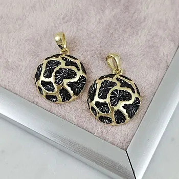 Подвеска круглая объемная 20.5х18.2 мм с черной эмалью, позолота 14К (10187-З) купить с доставкой по России | Интернет-магазин Viva Beads