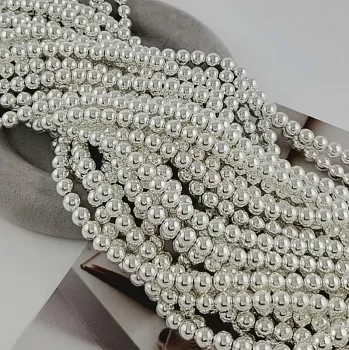 Нить 40 см Гематит, гематин 6.5 мм шар, цвет белое серебро (9334-6) для бижутерии купить с доставкой по России | Интернет‑магазин Viva Beads