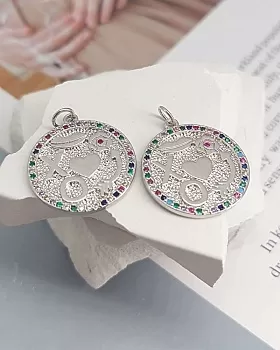 Подвеска круглая 23.5x20.5x2 мм с фианитами, родиевое покр. (8276-Р) Подвеска круглая 23.5x20.5x2 мм с фианитами, родиевое покр. (8276-Р)