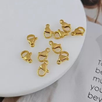 Замок лобстер 10 мм позолота 18К, сталь (7922-10-З) замок для украшений купить с доставкой по России | Интернет-магазин Viva Beads