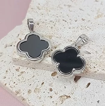 Подвеска Клевер 16.5х14.8 мм керамика, родиевое покр. (7952-Р) купить с доставкой по России | Интернет-магазин Viva Beads